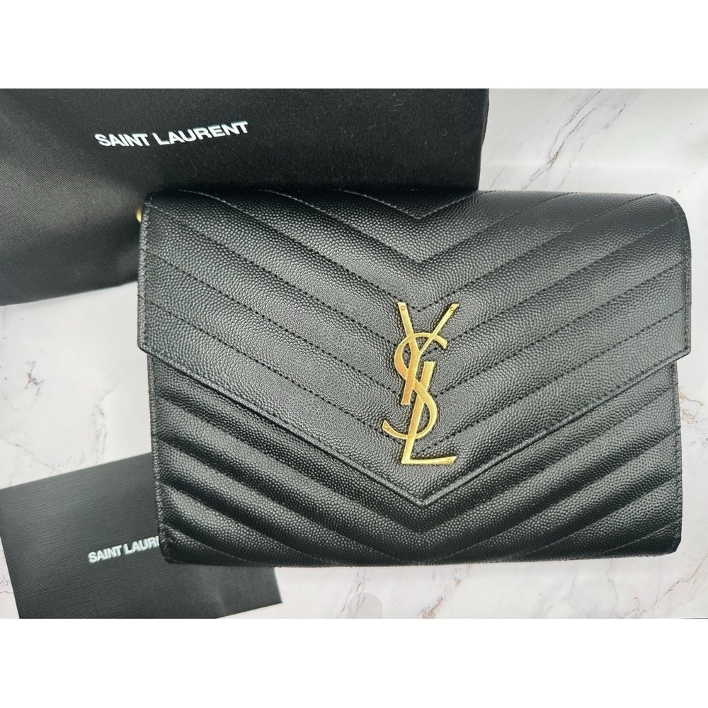 Saint Laurent Monogram Quilted Leather Clutch